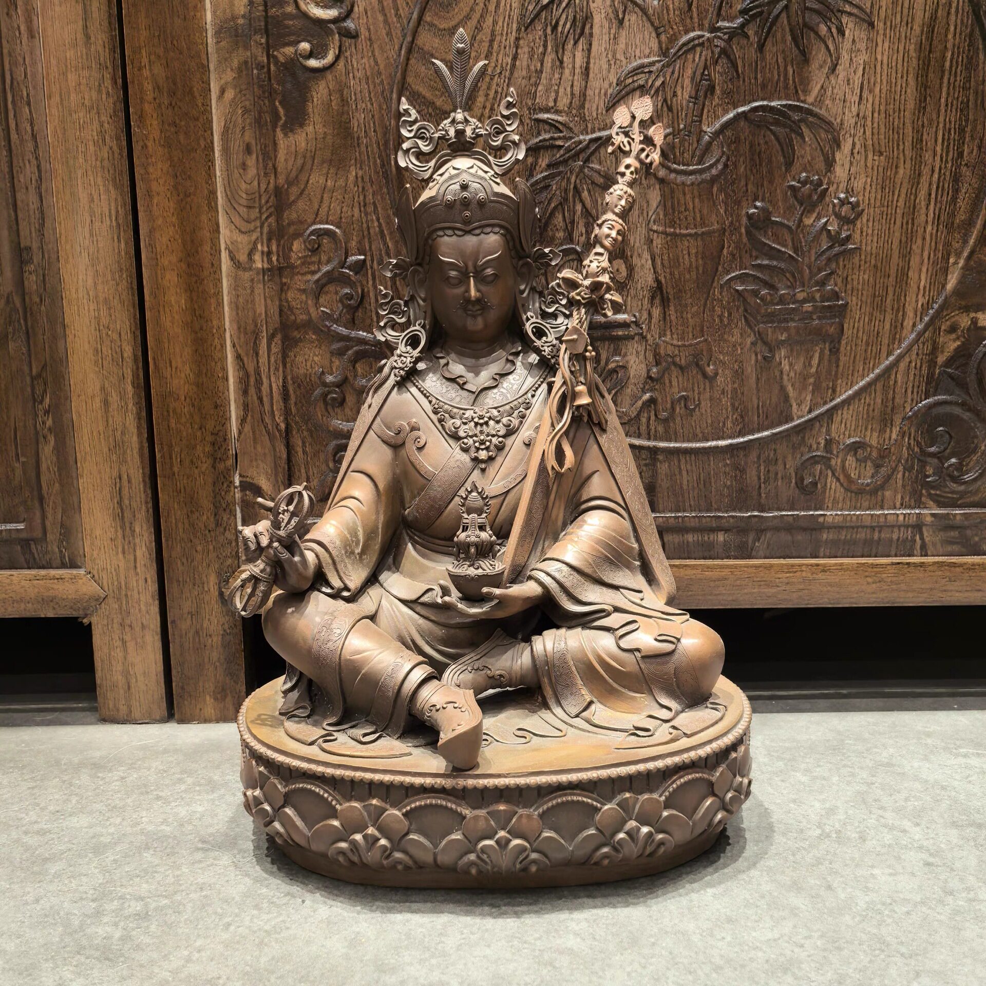 莲师/莲花生大师/莲花生大士/邬金仁波切/格热/40cm紫铜佛像摆件