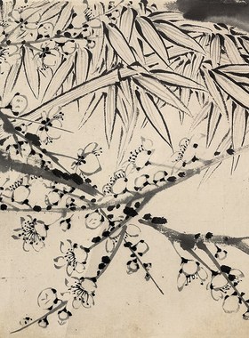 高清复刻清代罗聘梅竹双清图卷国画水墨画梅花竹子艺术微喷装饰画