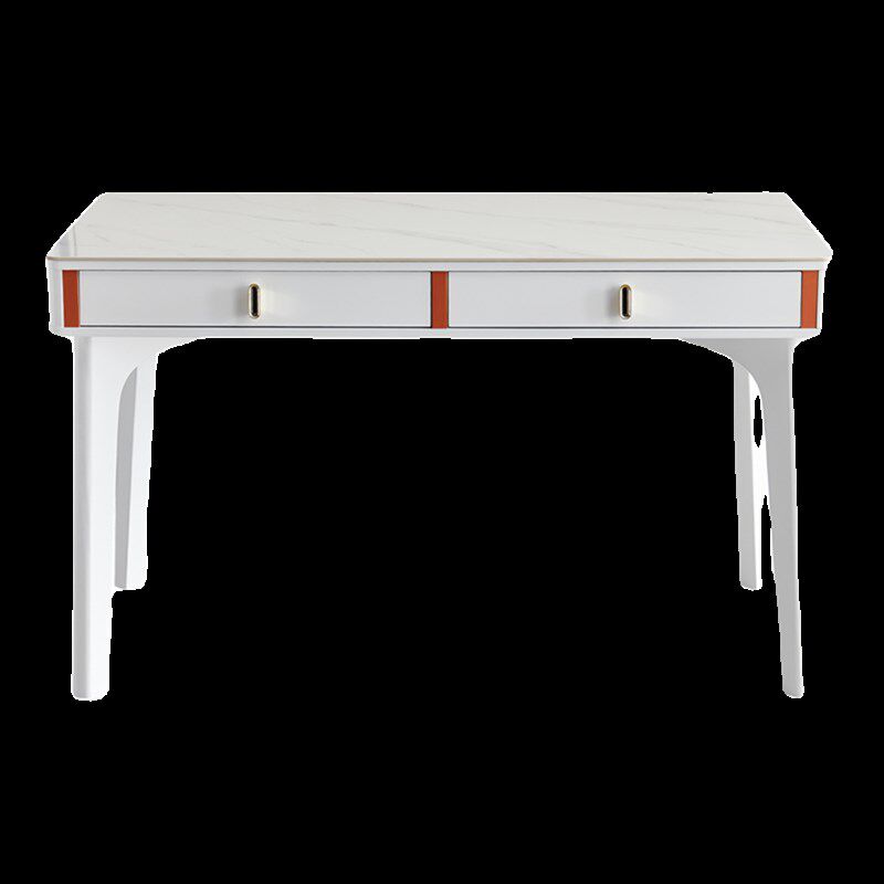 简约实木岩板餐桌椅组合带储物抽屉家用长方形奶油风吃饭桌子