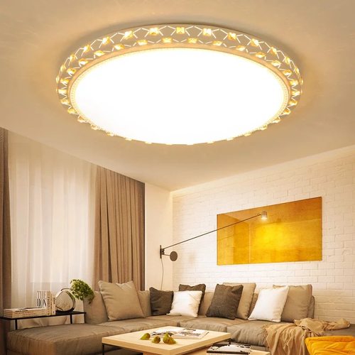 一米客厅灯圆形简约水晶灯吸顶灯LED圆灯卧室房间灯大气灯具