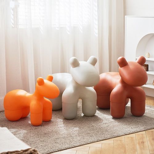 北欧风儿卡通动物小马座椅家用凳子可爱创意网红椅子塑料坐凳