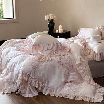 清新田园风兰精天丝四件套60S冰丝夏季新款被套床单丝滑床上用品