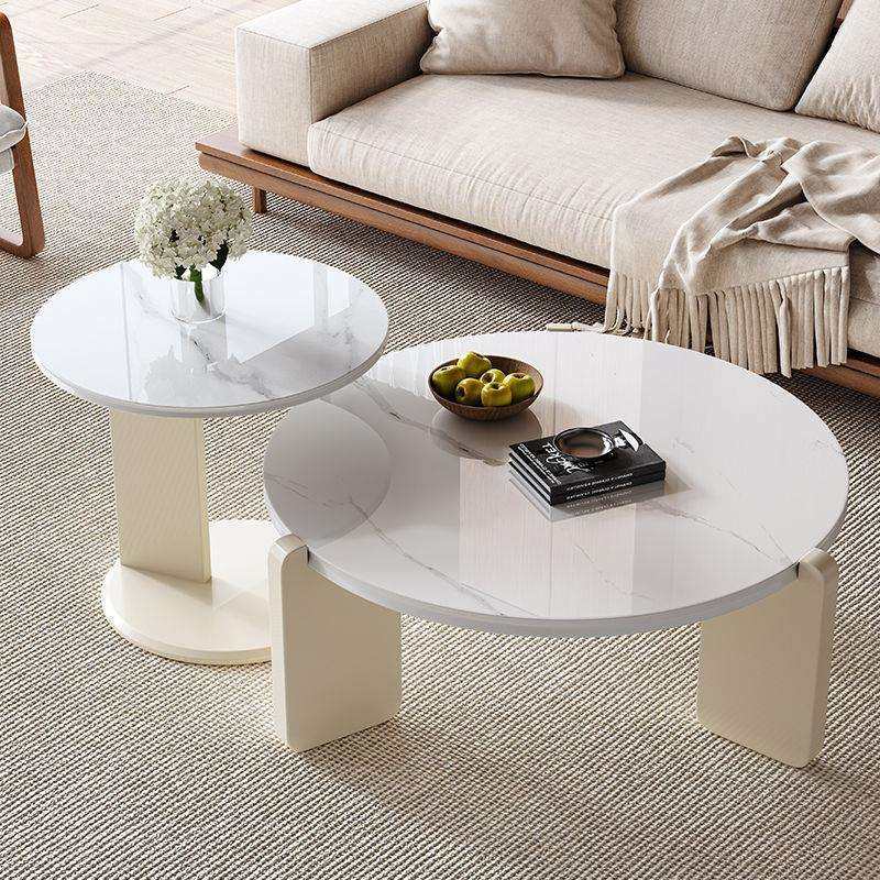 茶几家用轻奢水波纹简约现代小户型客厅圆形茶台钢化玻璃网红桌子