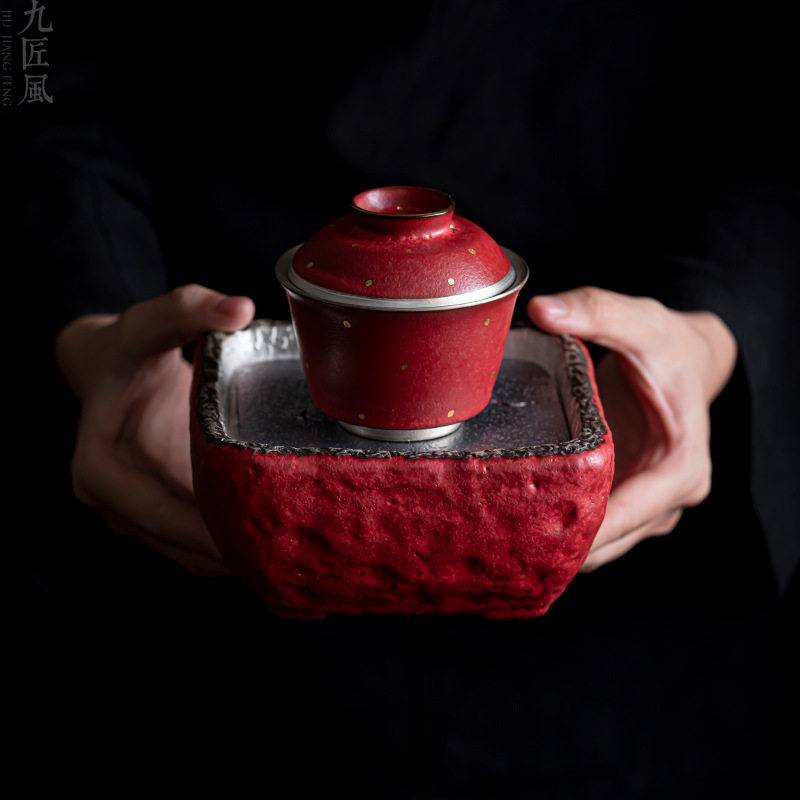 山楂红石纹手作隔热壶承