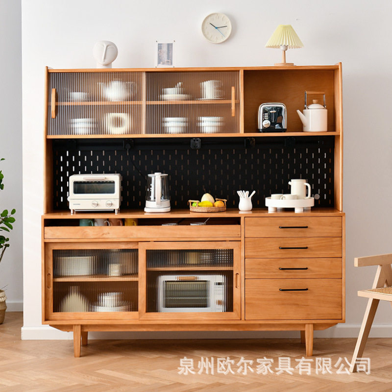 北欧实木餐边柜家用客厅厨房靠墙橱柜高柜餐厅日式储物茶水柜碗柜