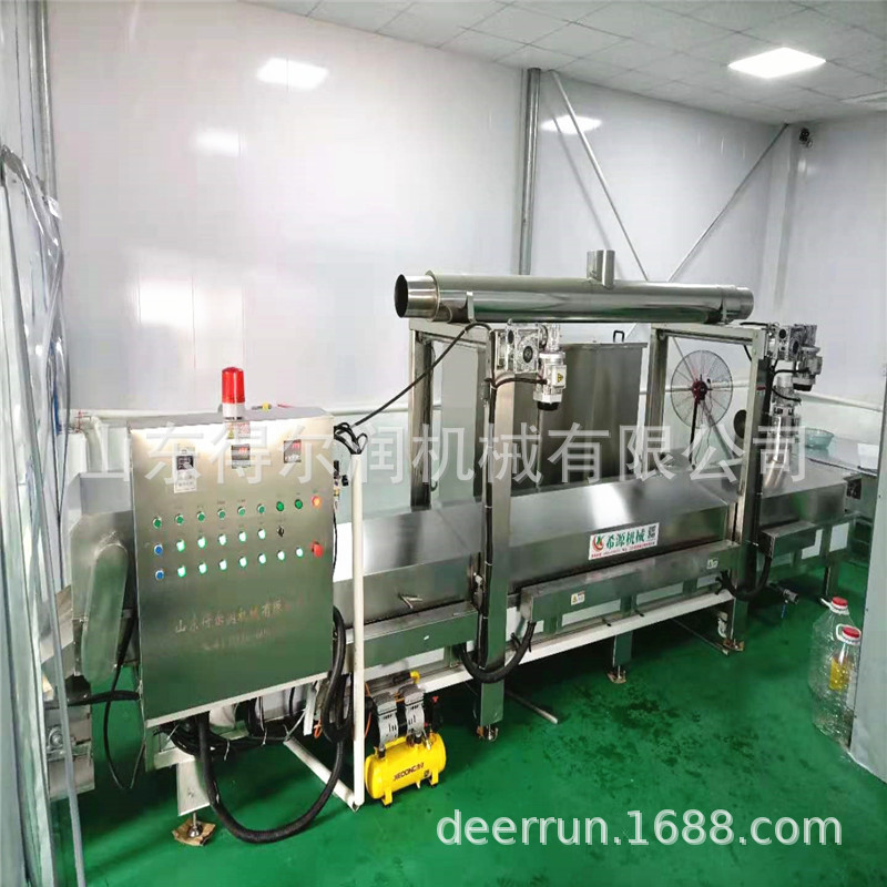小型自动入片格子薄脆油炸机