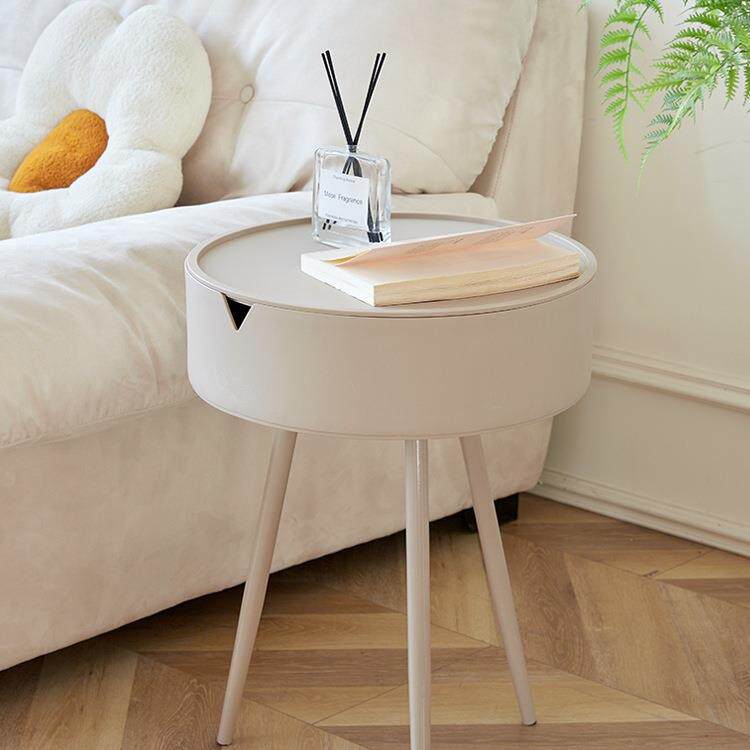 奶油风圆形客厅茶几小户型家用现代简约迷你沙发边几小桌子床头桌