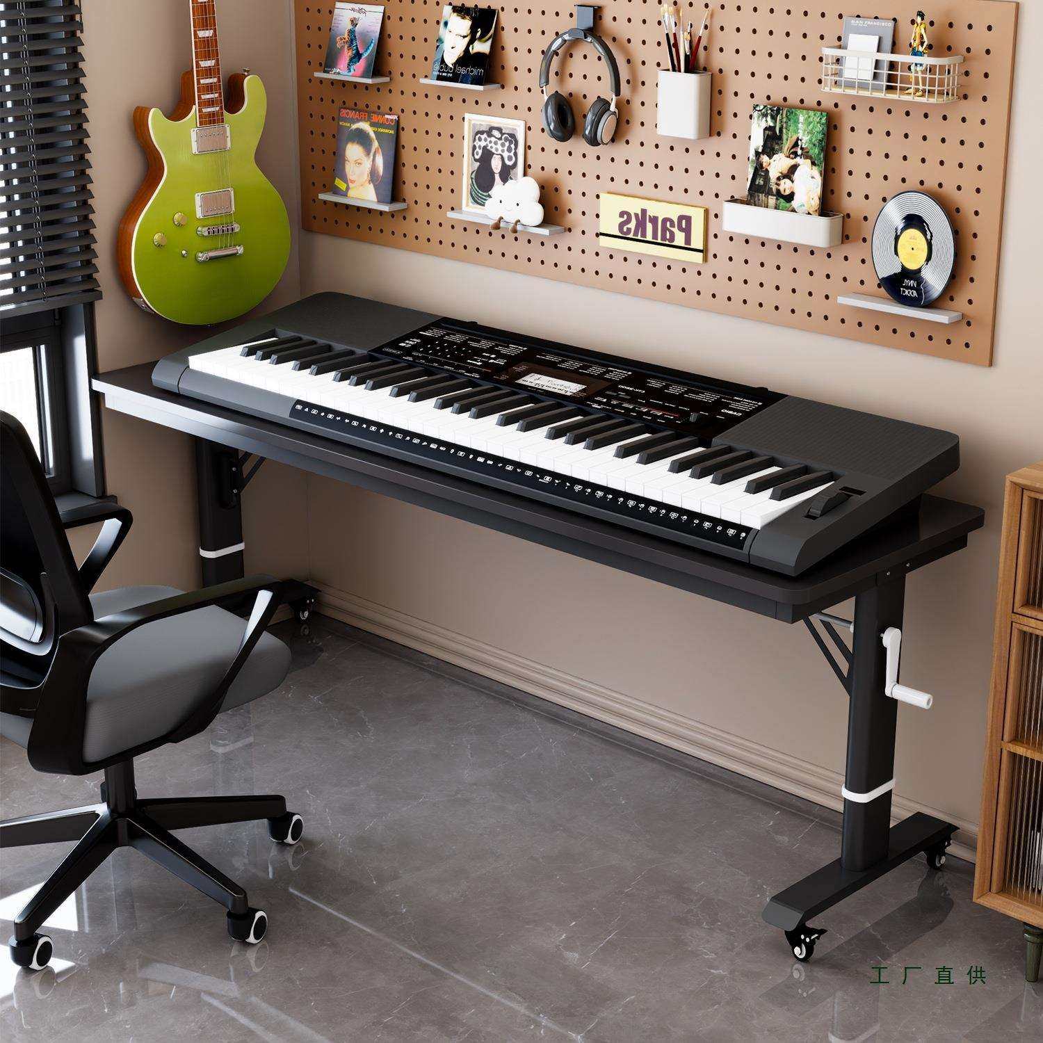 可移动手摇升降通用型琴桌电钢琴电子琴支架88键61键编曲桌工作台