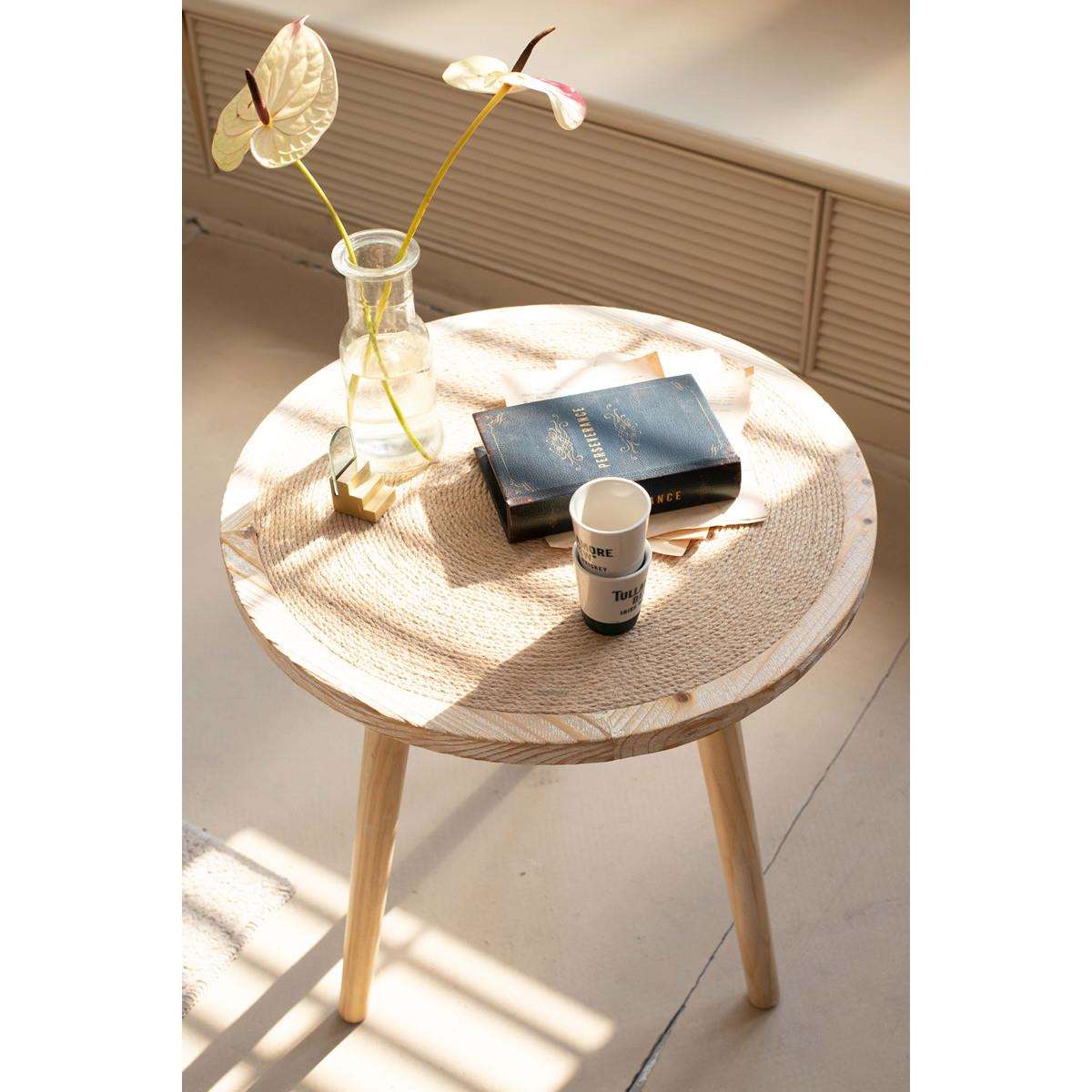 新款摩洛哥风复古做旧实木小茶几阳台小圆桌子美式花园民宿沙发边