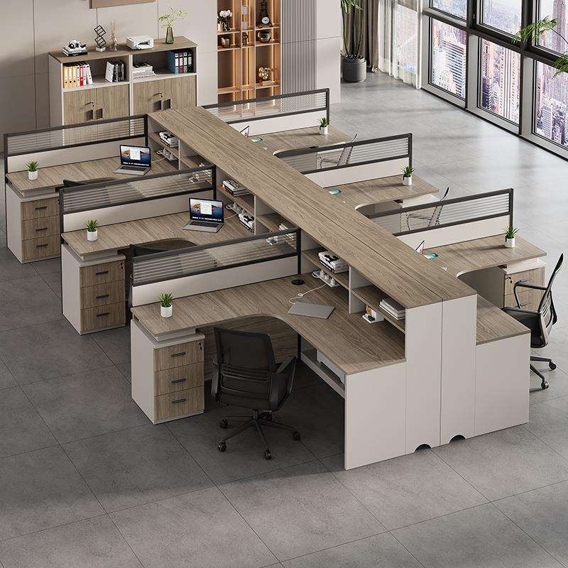 职员办公桌椅组合简约现代4/6/8人l型屏风卡位综合办公室员工位桌