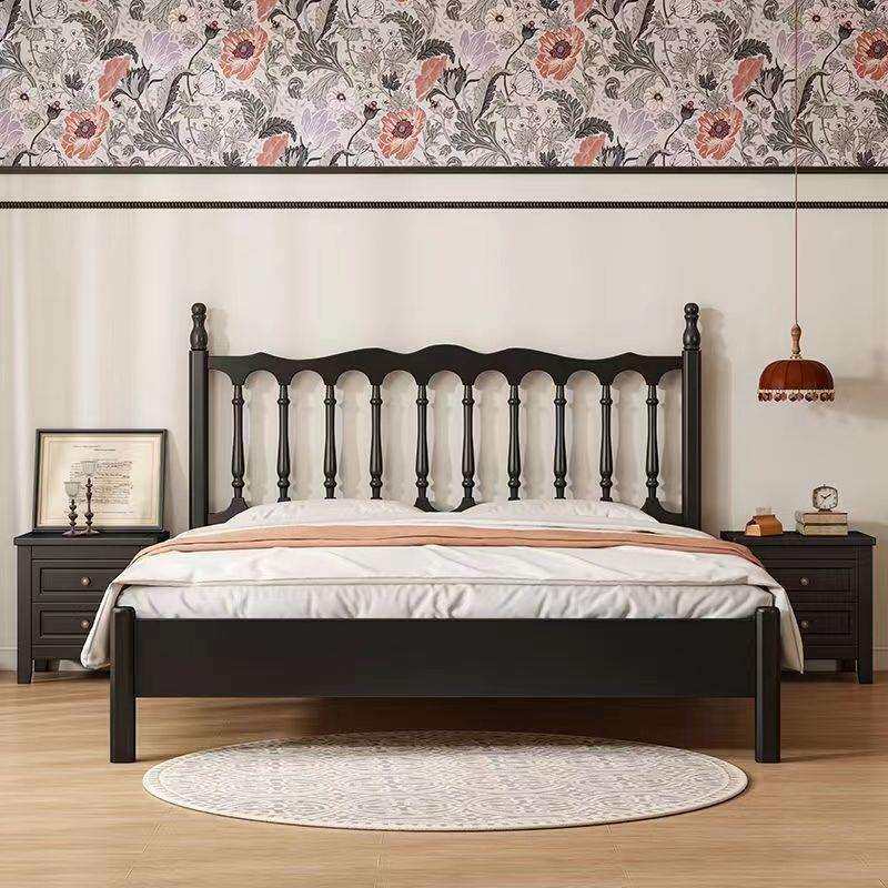 法式黑色全实木床温莎床现代简约家用卧室1.5米1.8美式双人床婚床