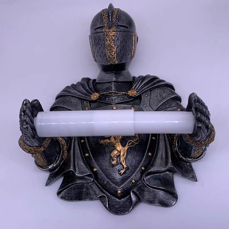 创意骑士士兵免打孔挂壁纸巾架
