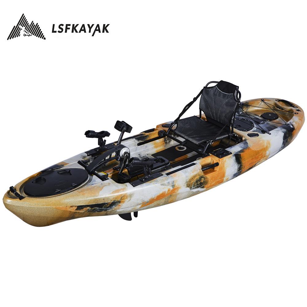 单人脚踏卡亚克舟塑料单人脚踏船路亚艇脚踩动力海钓船卡亚克舟