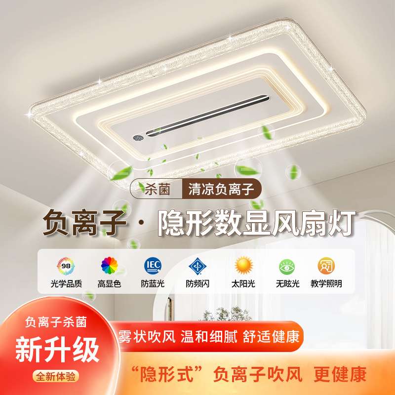 吸顶风扇灯客厅主灯2025新款隐形负离子卧室餐厅无叶吊扇中山灯具