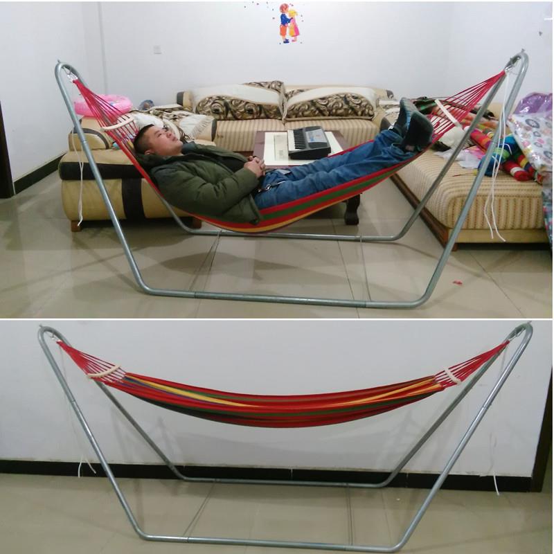 钢管支架秋千吊椅摇篮，户外休闲室内儿童木棍条纹吊床悬挂式