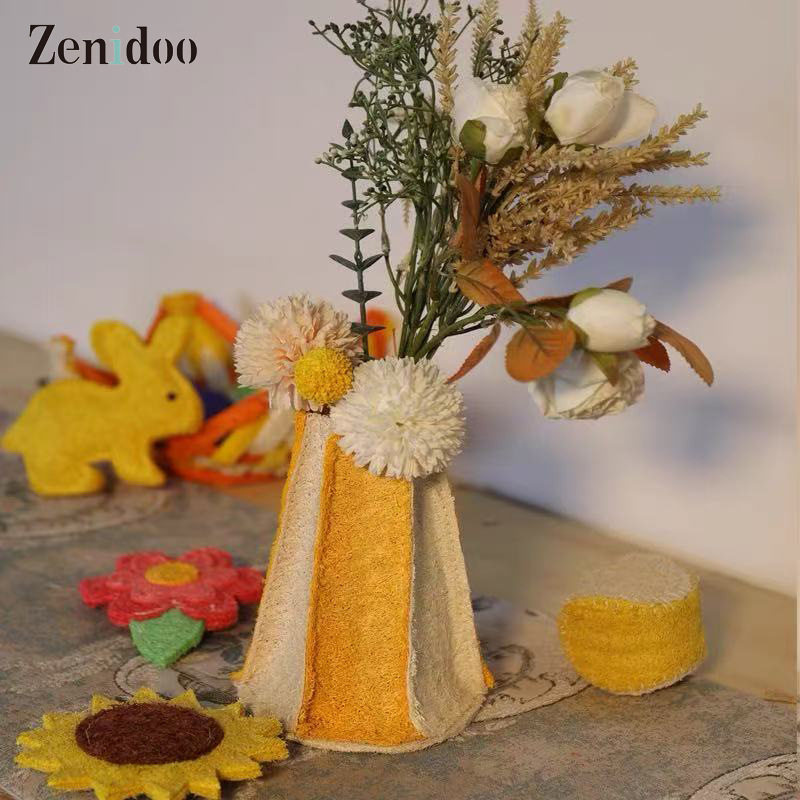 自然干花藤编丝瓜络花束摆件