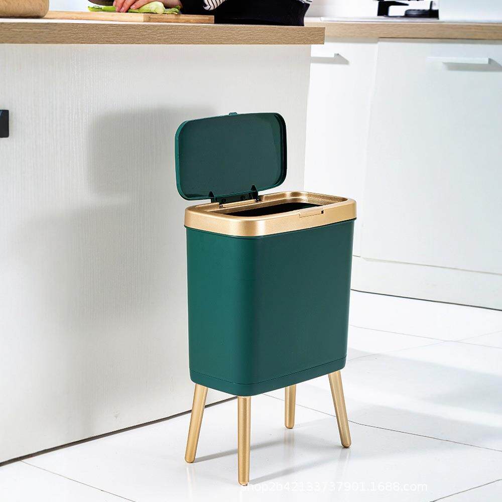大号大容量垃圾桶高脚厨房专用方形家用卫生间轻奢客厅带盖按压式