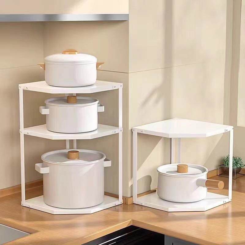 厨房扇形锅具置物架转角调料收纳架下水槽三角多层储物架子免打孔