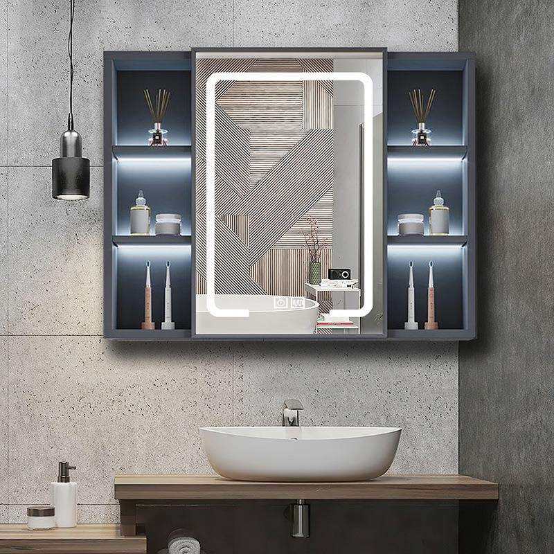 太空铝镜柜挂墙式收纳盒单独卫生间洗手间浴室镜子置物架化妆镜箱