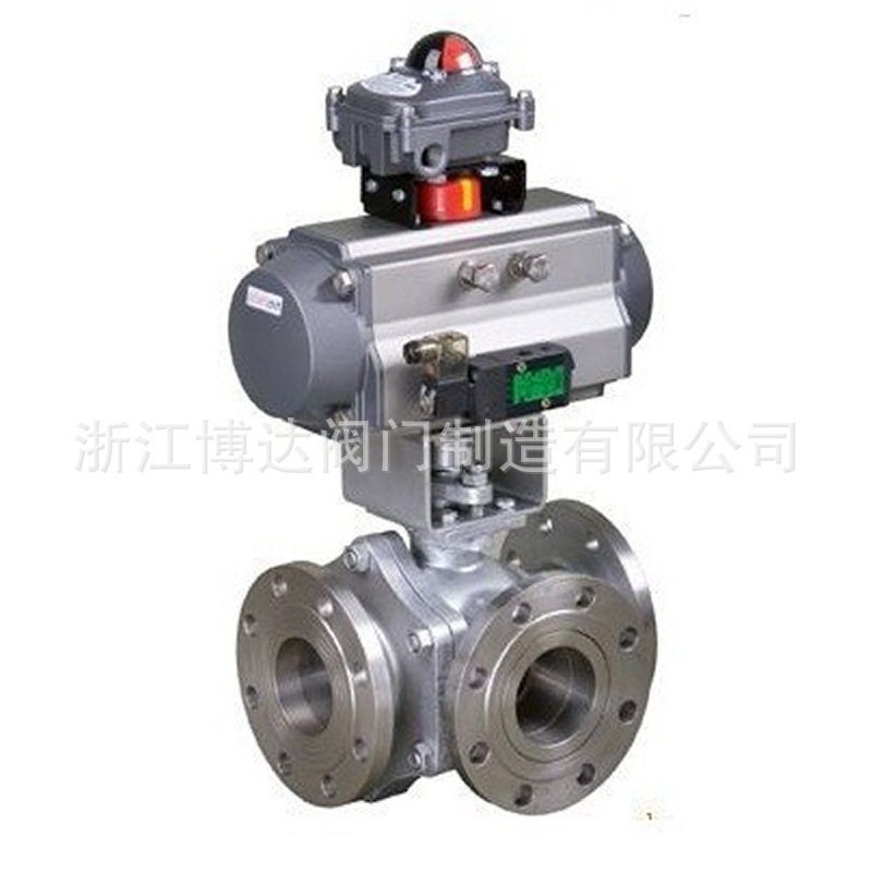 不锈钢气动T型三通球阀全通径