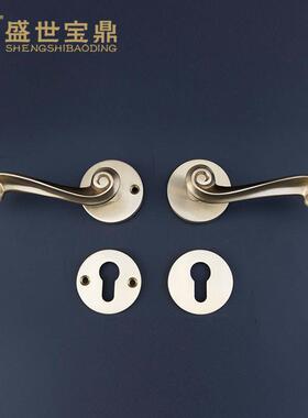 铜本色室内全铜门锁压把锁房门锁把手FT01-G17铜拉丝分体