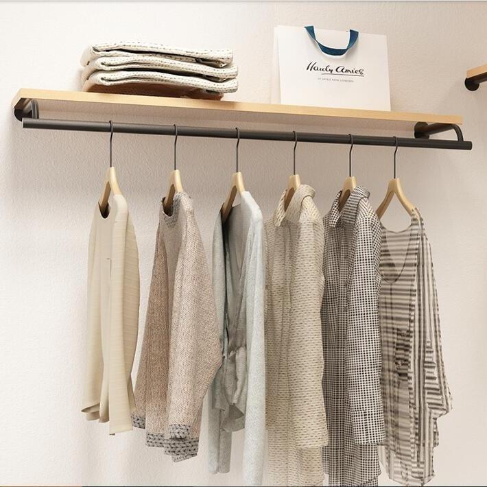 工业风置物挂衣架服装店上墙壁挂式展示架墙上挂衣服吊衣杆陈列架