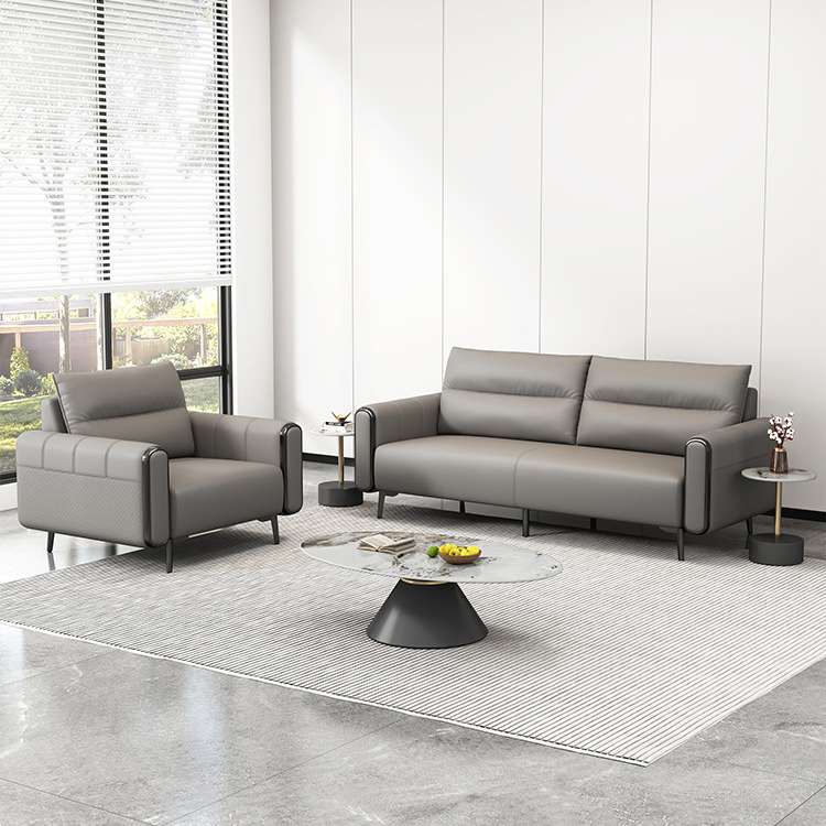 西皮办公室沙发茶几组合套装商务会客简约现代休息区接待休闲洽谈