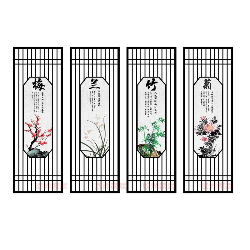 新中式铁艺隔断屏风客厅入户门遮挡玄关不锈钢办公室餐厅装饰轻奢