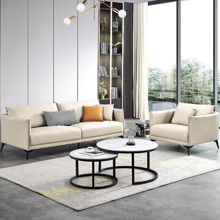 办公室沙发茶几组合现代商务接待简约意式极简家用三人位沙发