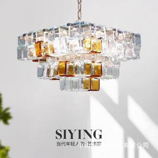穆拉诺拼色方块水晶吊灯设计师餐厅客厅灯卧室样板间艺术造型灯具
