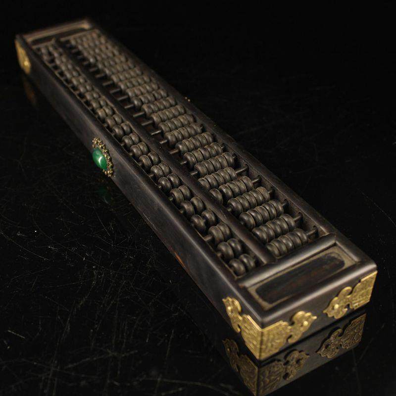 收藏古玩杂项工艺品石檀木做旧镶嵌宝算盘家居摆饰