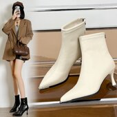 春季 真拉链瘦瘦及0128ed 短靴2026秋冬季 尖头高跟鞋 女细跟时装