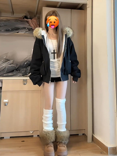 美式复古座山雕加绒加厚连帽2025冬季棉服女保暖宽松棉衣过冬外套