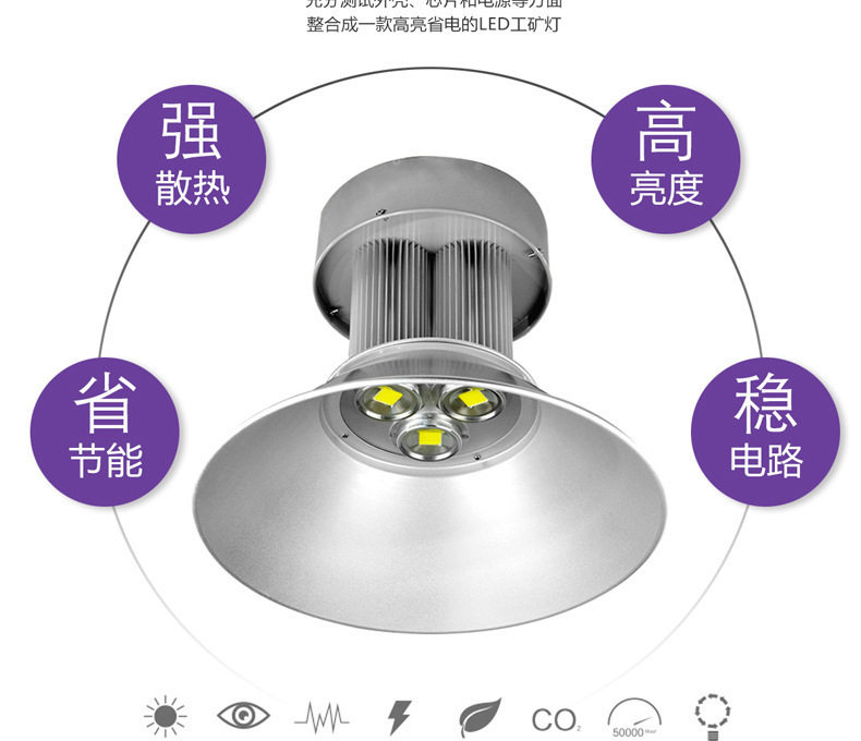 LED工矿灯天棚灯厂房灯车间灯车库灯灯吊链灯100w150w200w250300w
