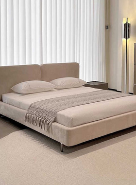 Tatlin塔特林床磨砂绒布艺设计师主卧室1.8米双人床植绒面料