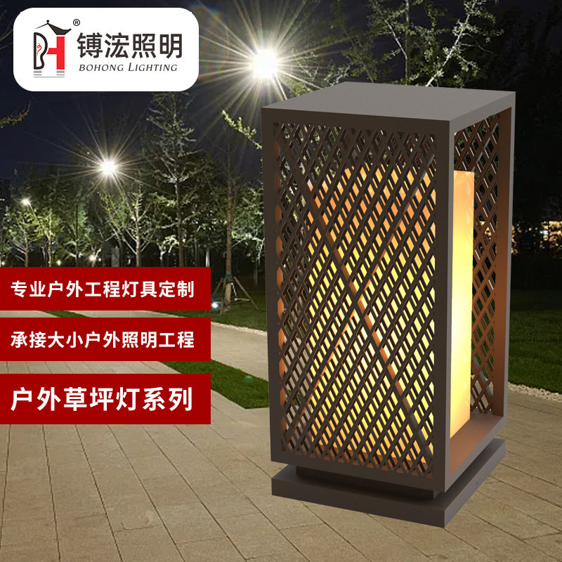 墙头围墙灯中式方形柱头灯草坪灯大门花园别墅户外仿云石庭院灯