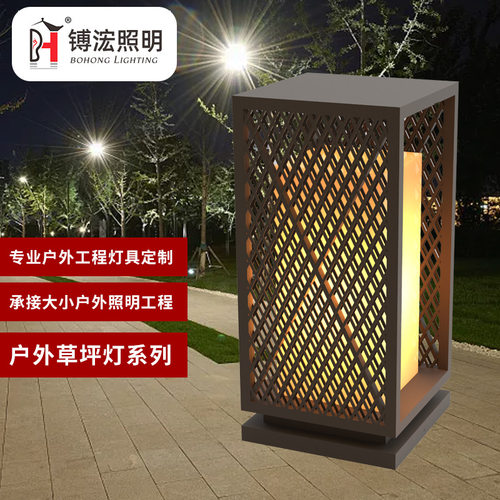 墙头围墙灯中式方形柱头灯草坪灯大门花园别墅户外仿云石庭院灯
