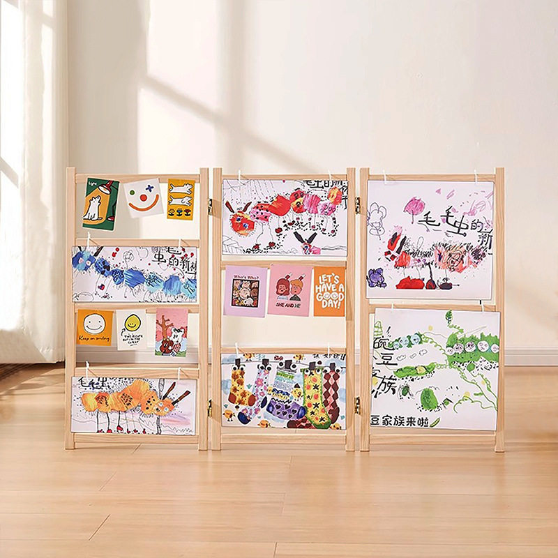 可折叠幼儿园作品实木展示架绘画书法作品展示架教室活动宣传架子