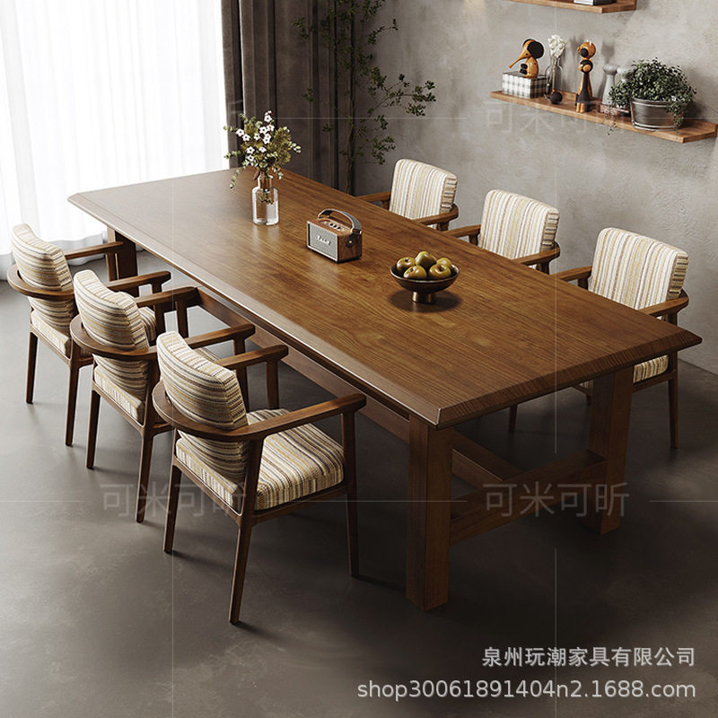 全实木餐桌椅组合家用客厅小户型餐桌带椅子饭桌长方形餐厅洽谈桌