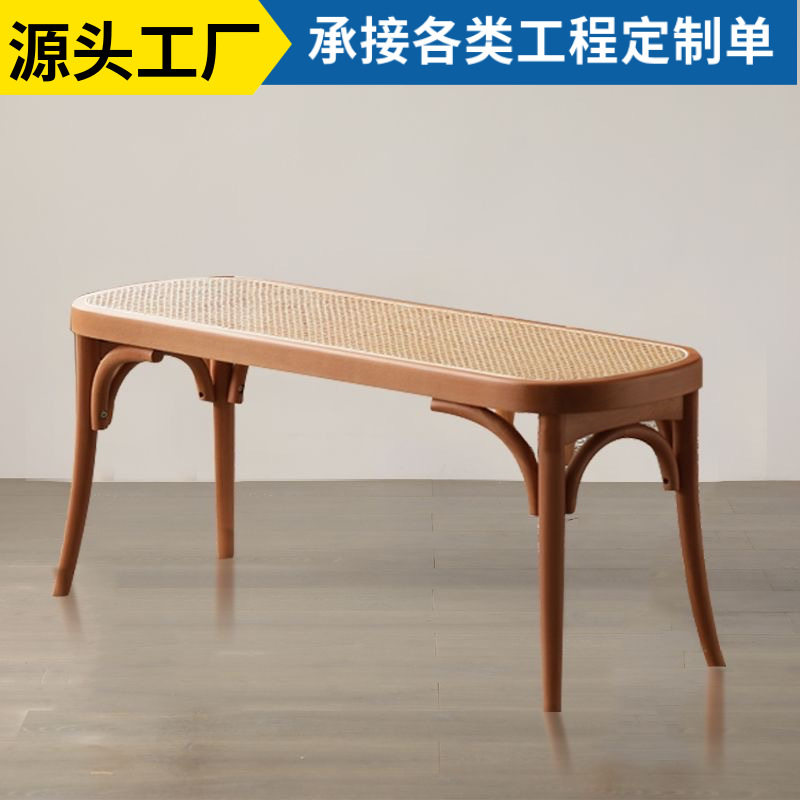 实木换鞋凳长榻家用门口现代简约卧室藤编床尾凳客厅椅子民宿创意
