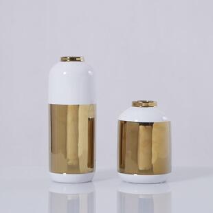 现代轻奢镀金色陶瓷花瓶干花花器家居酒店摆件样板房饰品花盆