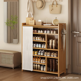 鞋架子家用竹制鞋柜收纳储物柜防尘卧室简易多层大容量实木置物架
