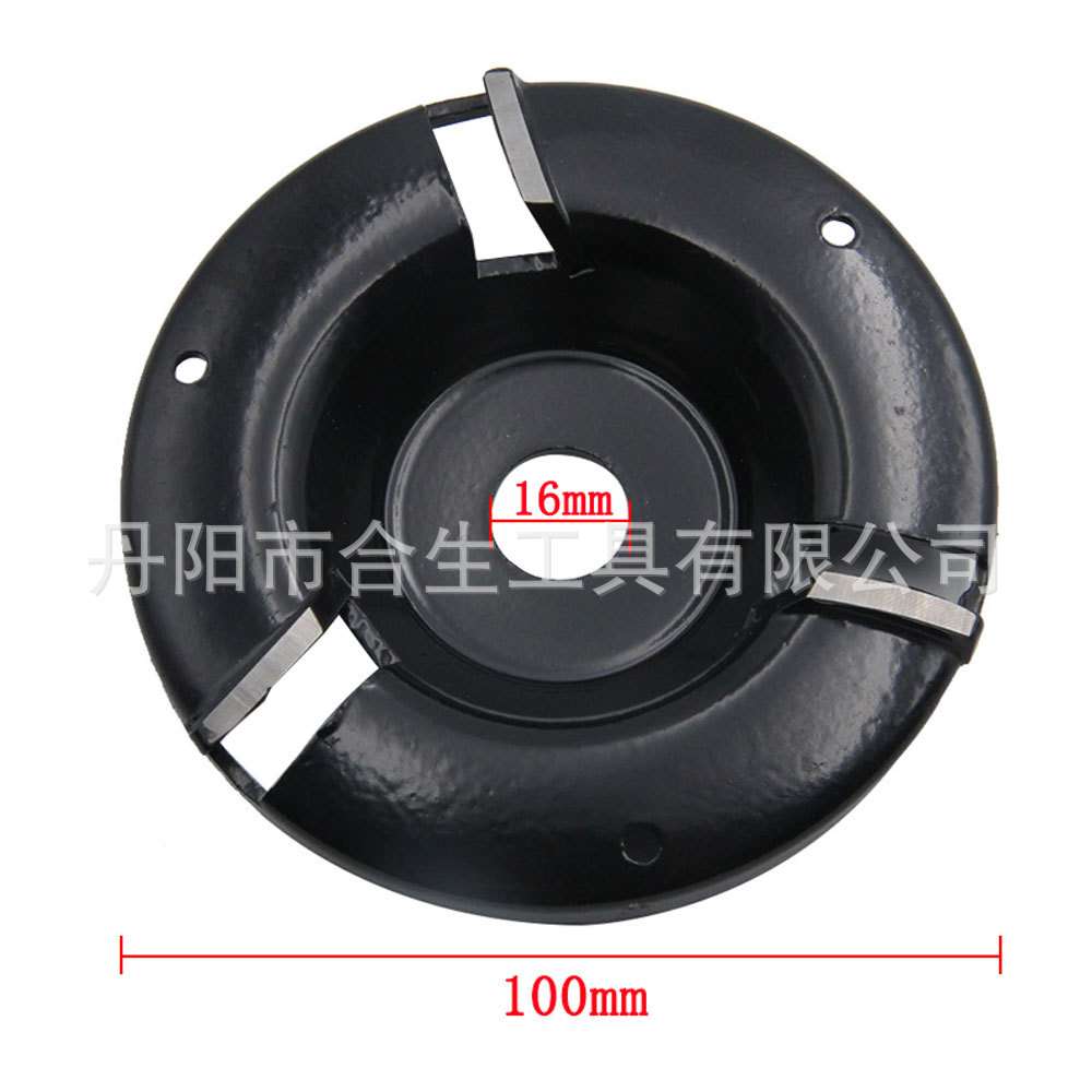 硬质合金三齿木工茶磨刀盘100*16mm 角磨机用根雕磨皮掏空磨盘