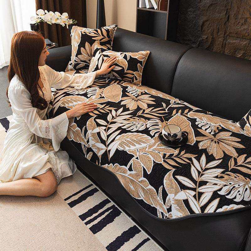 四季通用不规则异形雪尼尔沙发垫坐垫现代轻奢高级感沙发套罩盖布