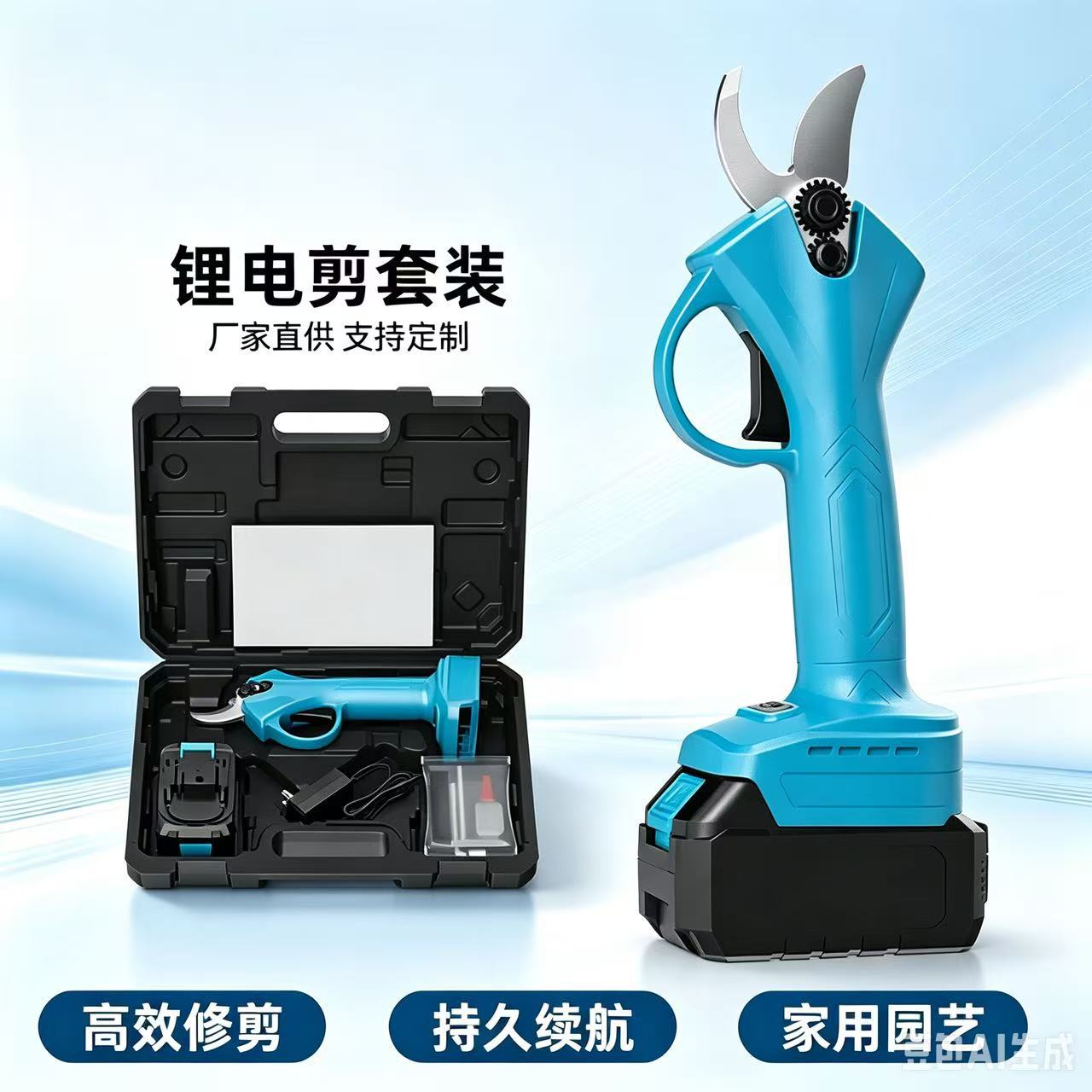 新款电动剪刀园林电动修枝剪果树树枝剪粗枝电剪户外无线便携电剪