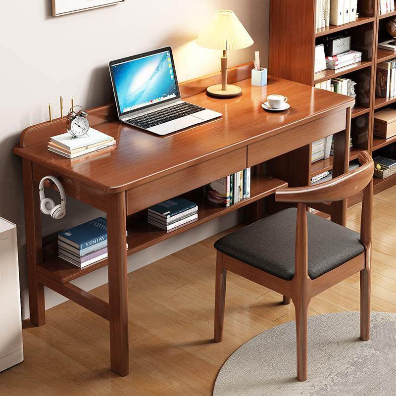 全实木书桌现代简约台式办公电脑桌中小学生写字桌家用儿童学习桌