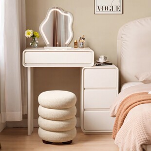 实木梳妆台小型现代卧室简约60cm床头柜一体小户型主卧斗柜化妆桌