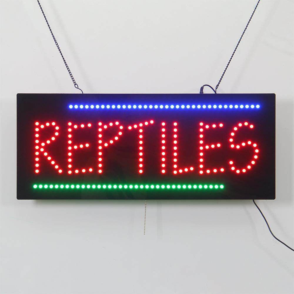 爬行动物店铺广告灯箱室内营业挂牌标识LEDREPTILES28x68.5cm