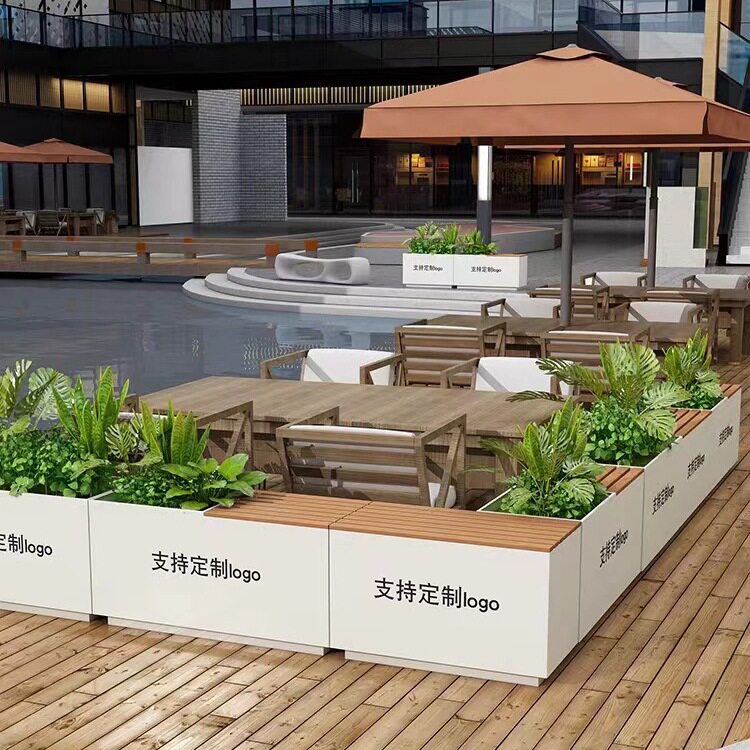 户外铁艺花箱组合城市广场外摆花槽花坛商业街售楼部花槽围栏隔断