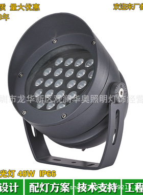 户外新款防水LED圆形投光灯48W3000K暖光公园别墅广场小区照树灯